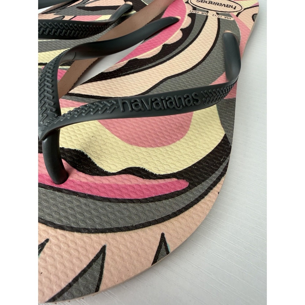 Havaianas Flip Flops Tropical Print Pink Gray Women's Size 11–12 EU 43/44 Sandal - Picture 5 of 7